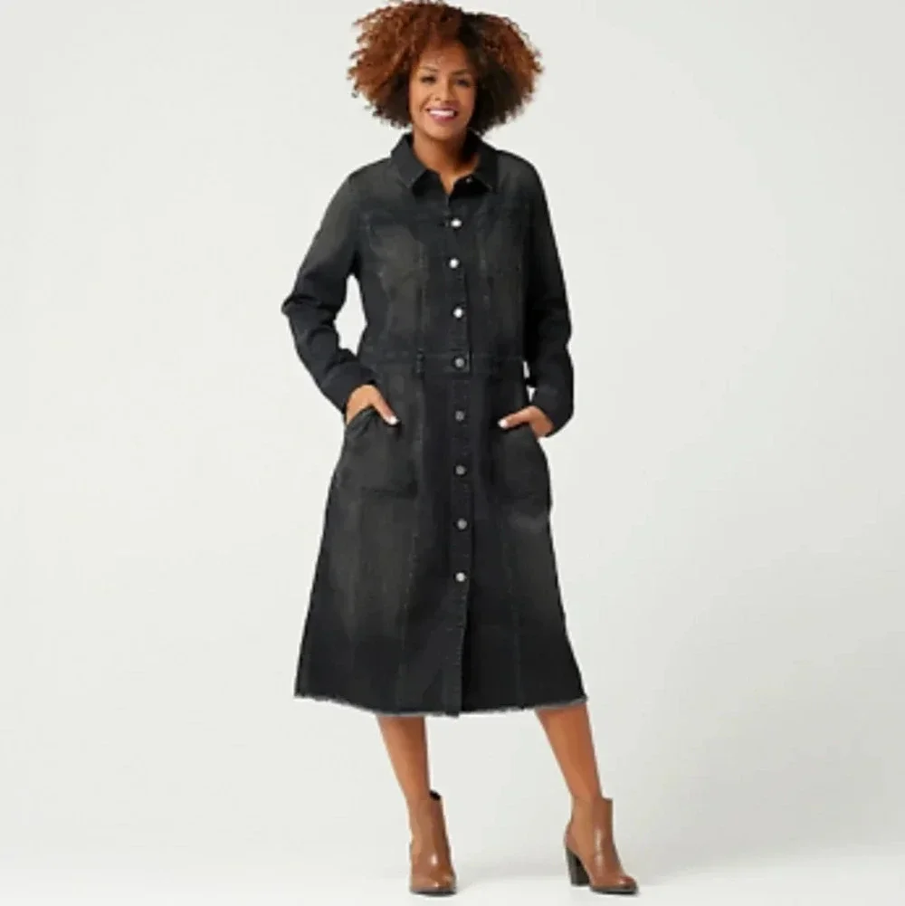 LOGO by Lori Goldstein Sz 2 Denim Duster Jacket